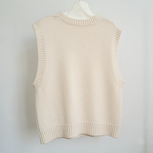 Cream V Neck Sweater Vest
