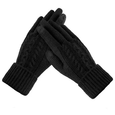 Mănuși negre din tricot cu cablu