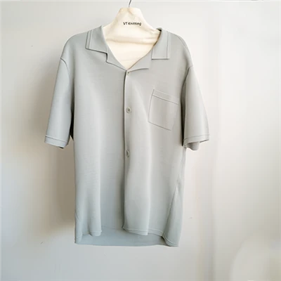 Tricou polo alb tricotat pentru bărbați