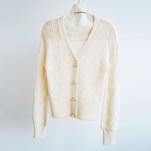 Cardigan alb din tricot din bumbac