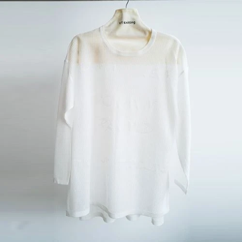 Pulover alb din tricot cablu din lana